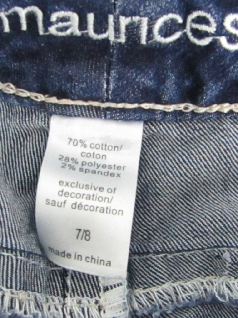 Girls | 7/8 | Maurices Jeans | Factory Whiskering - Distressing & Fading - Picture 3 of 3
